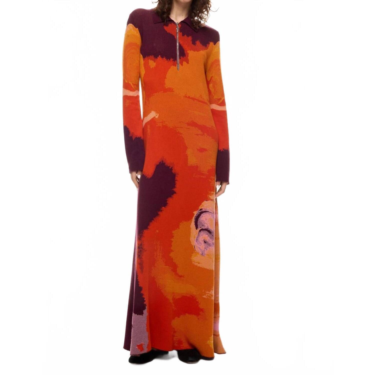 New Rodebjer Women's Clemins Art Knitted Maxi Dress In Orange